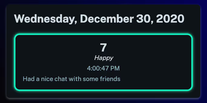 Screenshot showing a created mood with an exploration