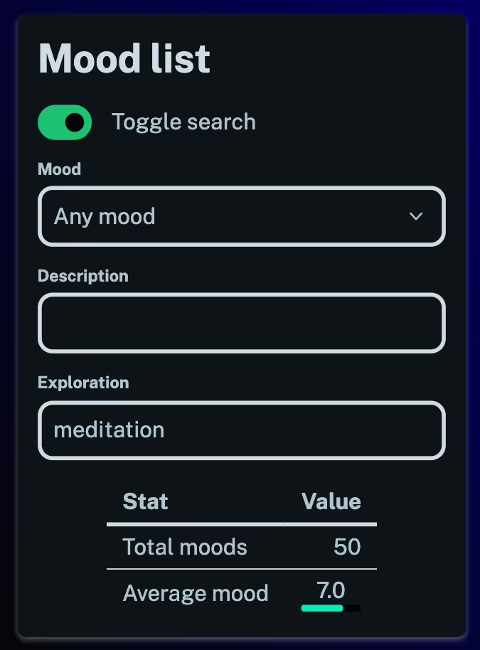 Screenshot demonstrating the new search feature