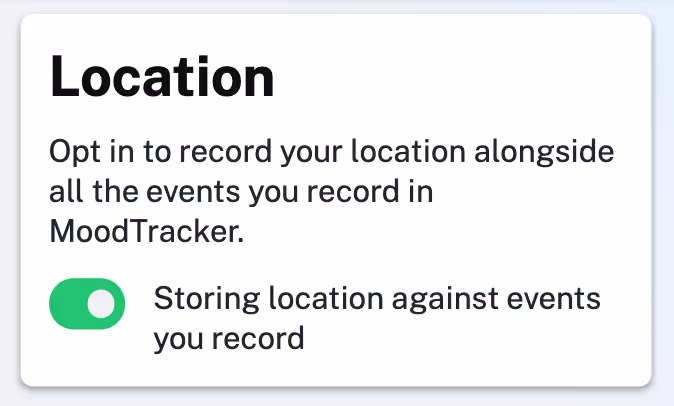 Screenshot of the location recording toggle