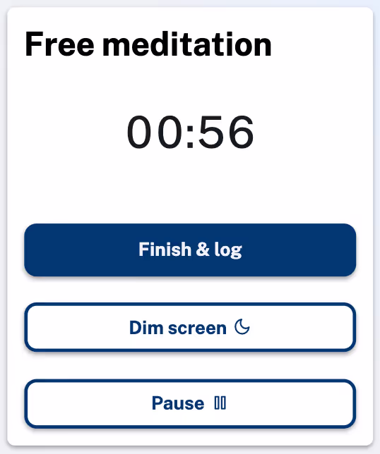 Screenshot of the open-ended meditation feature